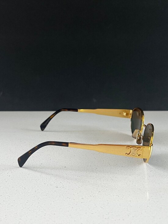 CELINE CL40235U Triomphe Metal 01 oval GOLD  sunglasses main image 4